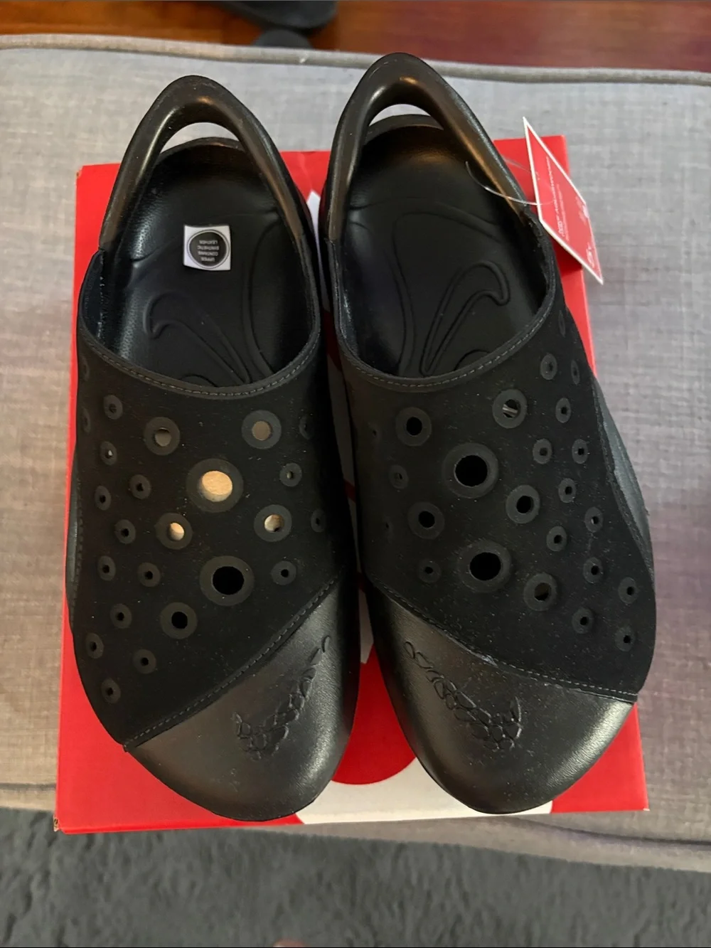 Nike Black/White Aqua Swoosh Youth Clog